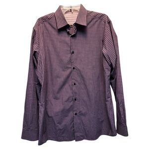 Ben Sherman Men's Pink Black White Gingham Long Sleeved Dress Shirt - Size 16.5